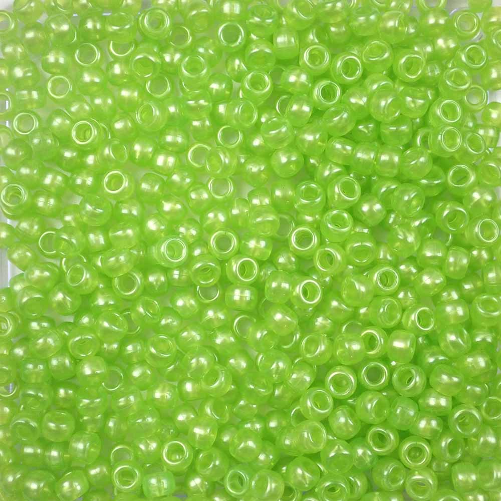 lime green pearl 6 x 9mm plastic pony beads in bulk