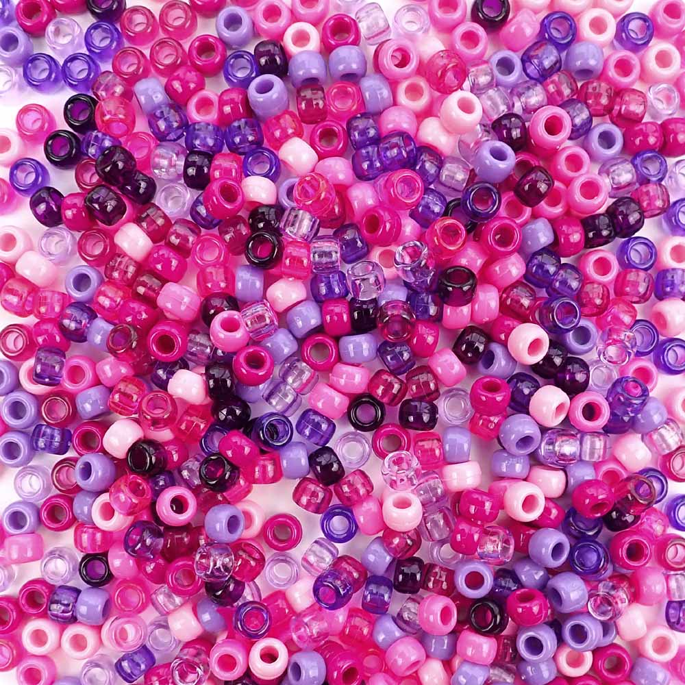 Flower Beads Jewel Rainbow Colors Large Hole Pony Beads Multi Mix Made in  USA