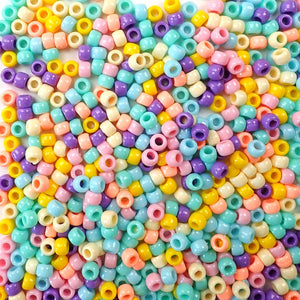 6 x 9mm Plastic Pony Beads in opaque Pastel Colors