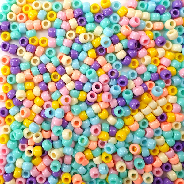 Pastel Opaque Pony Bead Kit, 9 Colors, 6 x 9mm Beads, 4500 beads total -  Bead Bee