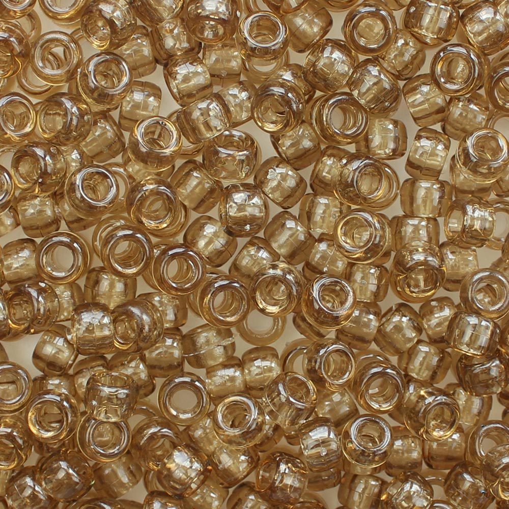 Light Smoky Topaz Brown Transparent Plastic Pony Beads 6 x 9mm, 500 beads