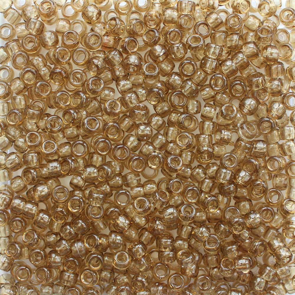 Light Smoky Topaz Brown Transparent Plastic Pony Beads 6 x 9mm, 500 beads