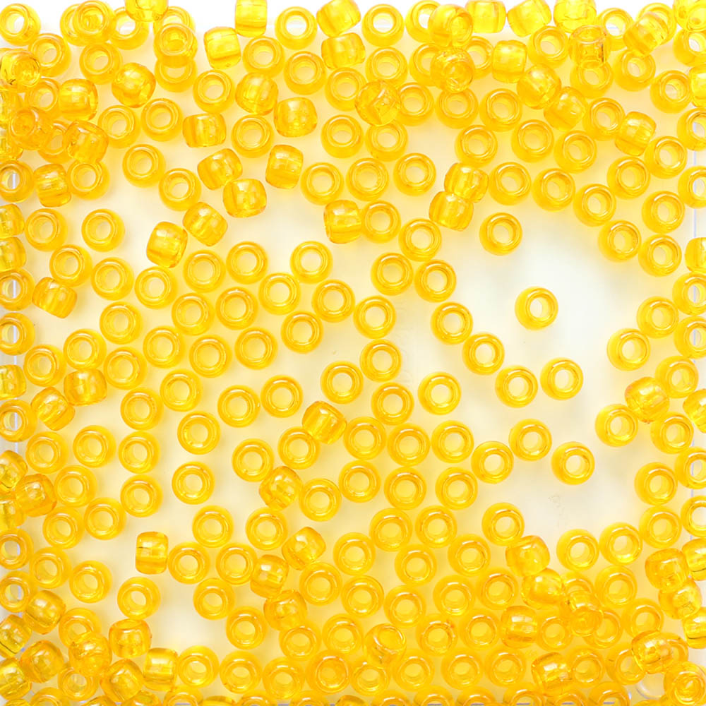 Golden Sun Transparent Plastic Pony Beads 6 x 9mm, 500 beads
