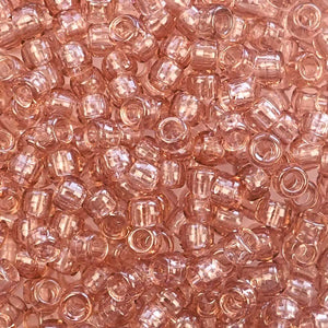Vintage Peach Transparent Plastic Pony Beads 6 x 9mm, 150 beads
