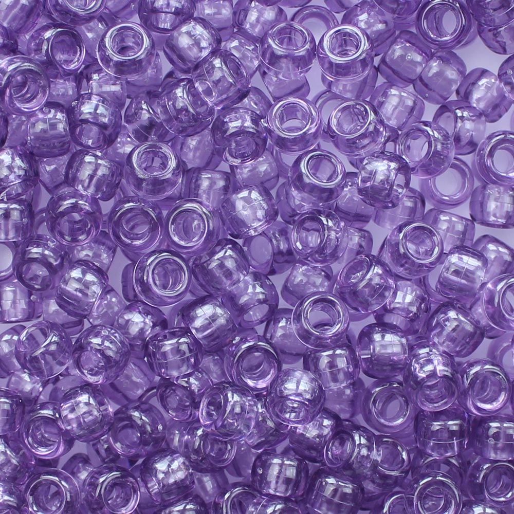 Vintage Amethyst Purple Transparent Plastic Pony Beads 6 x 9mm, 150 beads