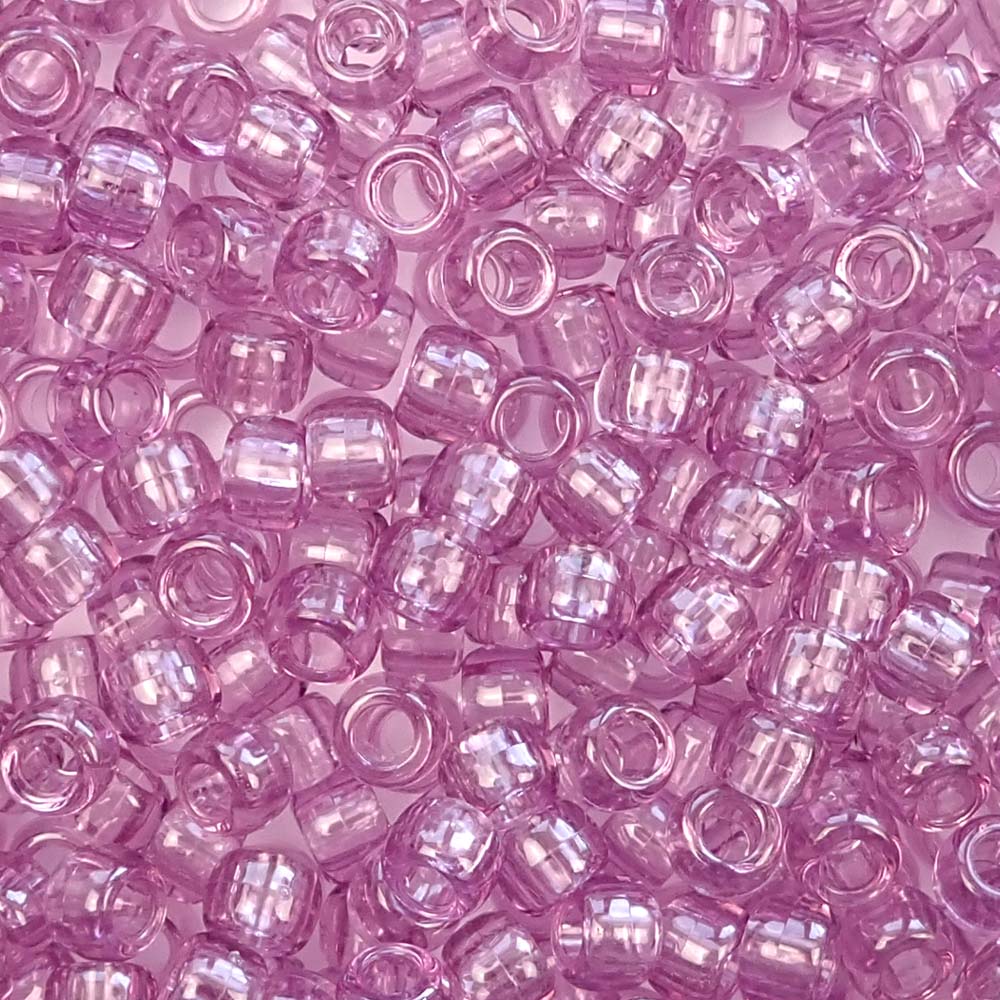 Antique Rose Pink Transparent Plastic Pony Beads 6 x 9mm, 150 beads