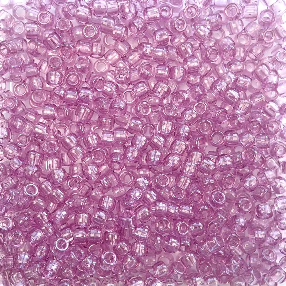 Antique Rose Pink Transparent Plastic Pony Beads 6 x 9mm, 500 beads