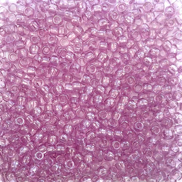 Ice Pink Transparent Plastic Craft Pony Beads 6x9mm Bulk, Made in