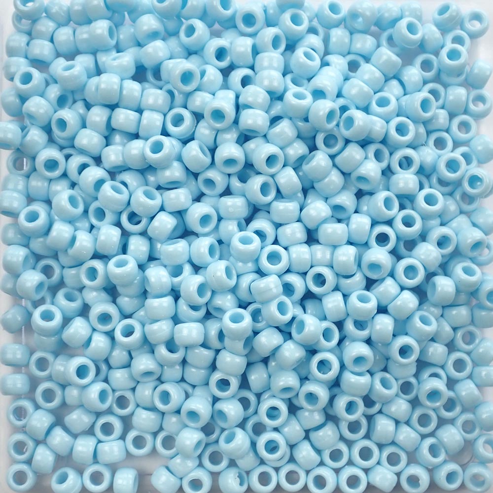 Blue Cloud Opaque Plastic Pony Beads 6 x 9mm, 500 beads