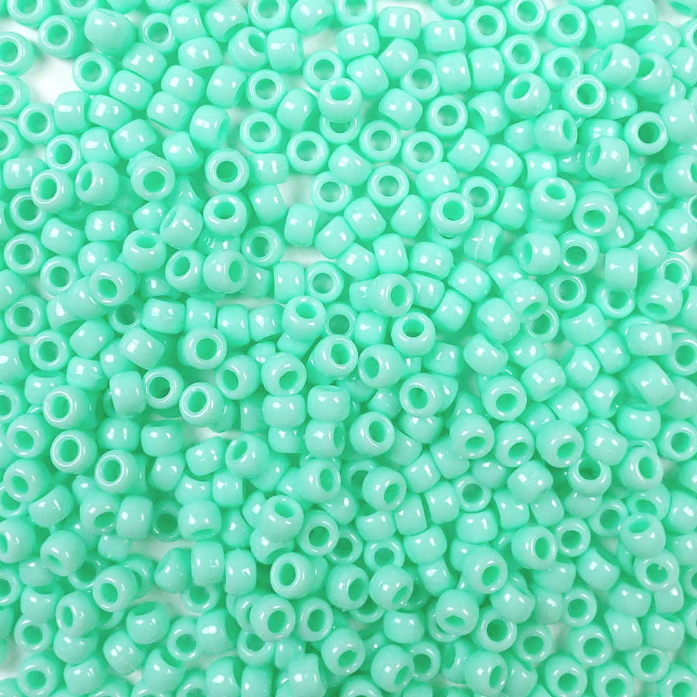 sea foam green opaque 6 x 9mm plastic pony beads in bulk