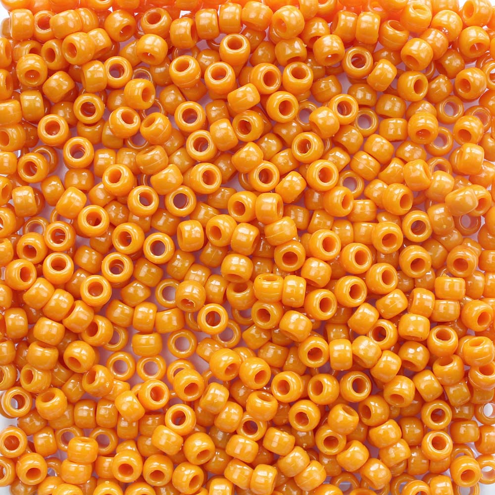 Butternut Orange Opaque Plastic Pony Beads 6 x 9mm, 500 beads