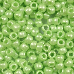 Light Lime Green Pearl Plastic Pony Beads 6 x 9mm, 500 beads