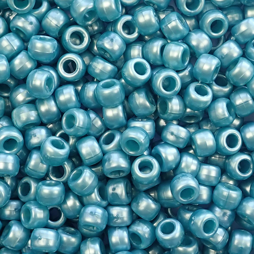 Medium Caribbean Turquoise Pearl Plastic Pony Beads 6 x 9mm, 150 beads