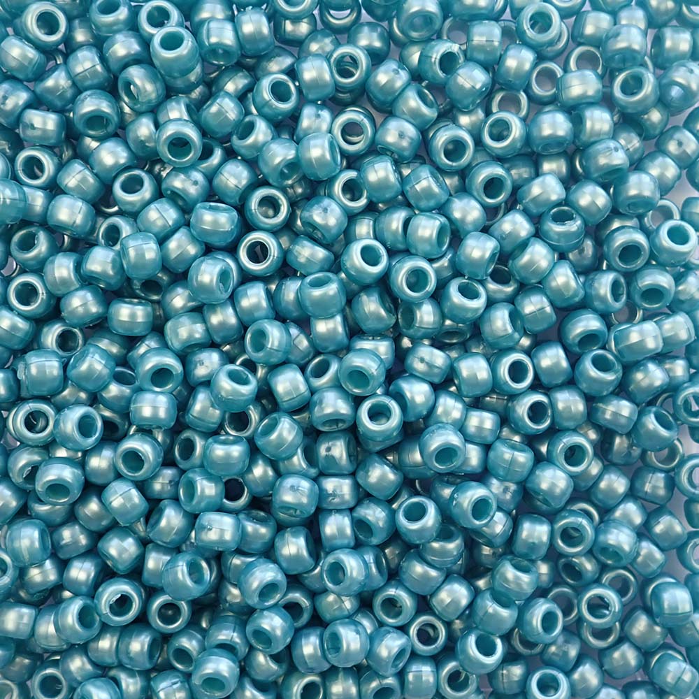 Medium Caribbean Turquoise Pearl Plastic Pony Beads 6 x 9mm, 500 beads