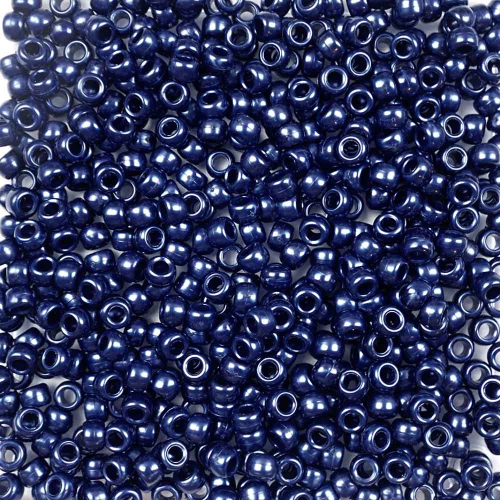 Dark Montana Blue Pearl Plastic Pony Beads 6 x 9mm, 500 beads
