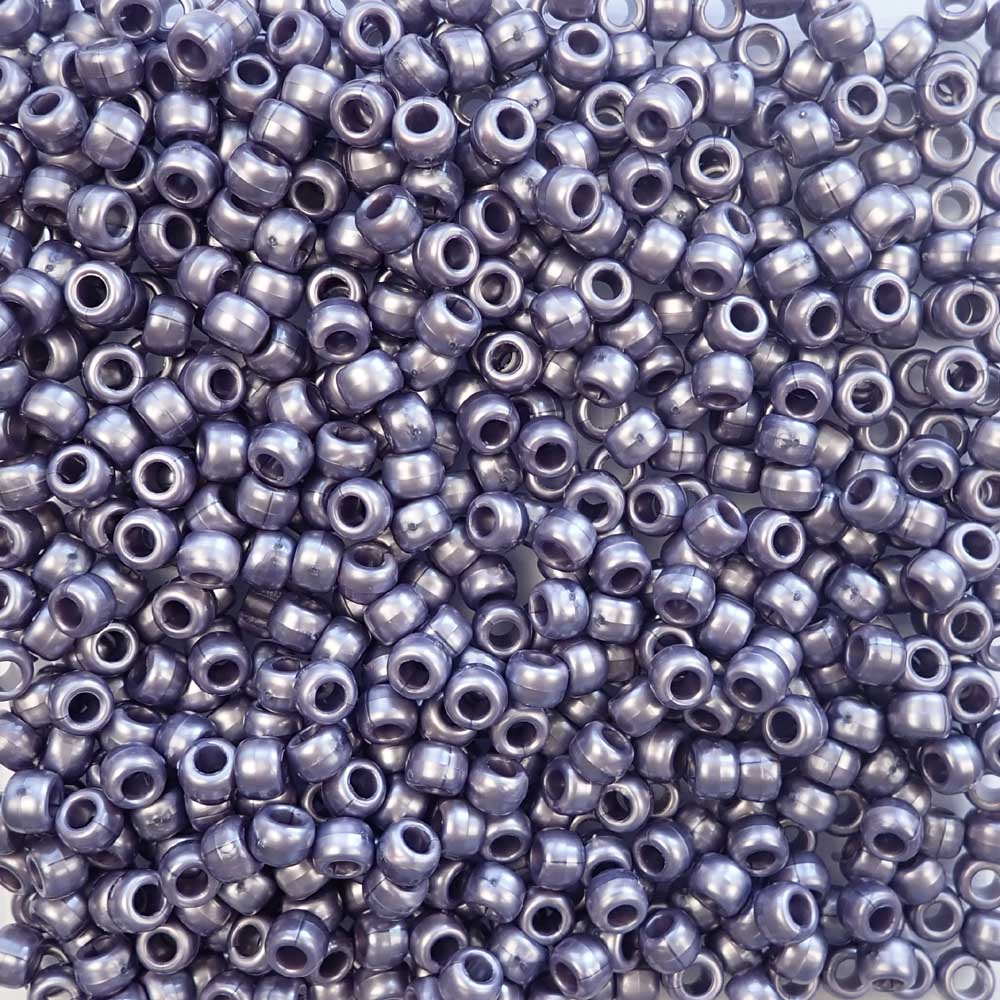 Dark Lavender Pearl Plastic Pony Beads 6 x 9mm, 500 beads