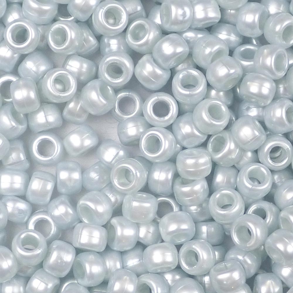 Sky Blue Pearl Plastic Craft Pony Beads 6x9mm, 500 beads Bulk Pack