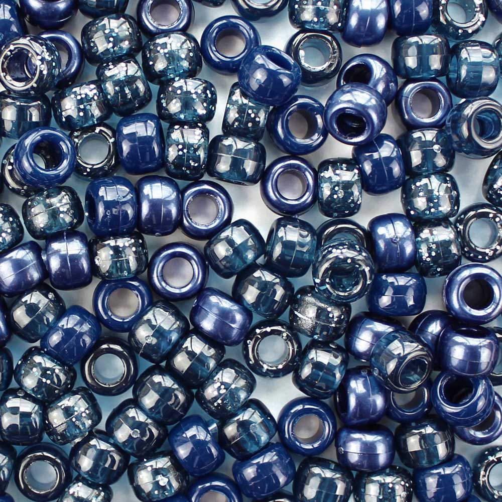 Montana Navy Blue Mix Plastic Pony Beads 6 x 9mm, 500 beads