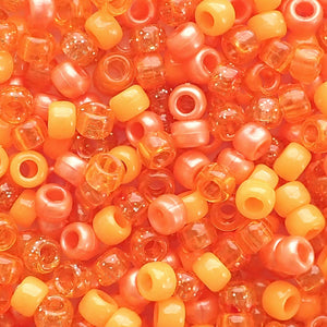 pony beads in a mixed of different shades of orange