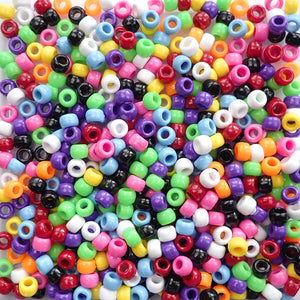 Classic Opaque Mix Plastic Pony Beads 6 x 9mm, 500 beads
