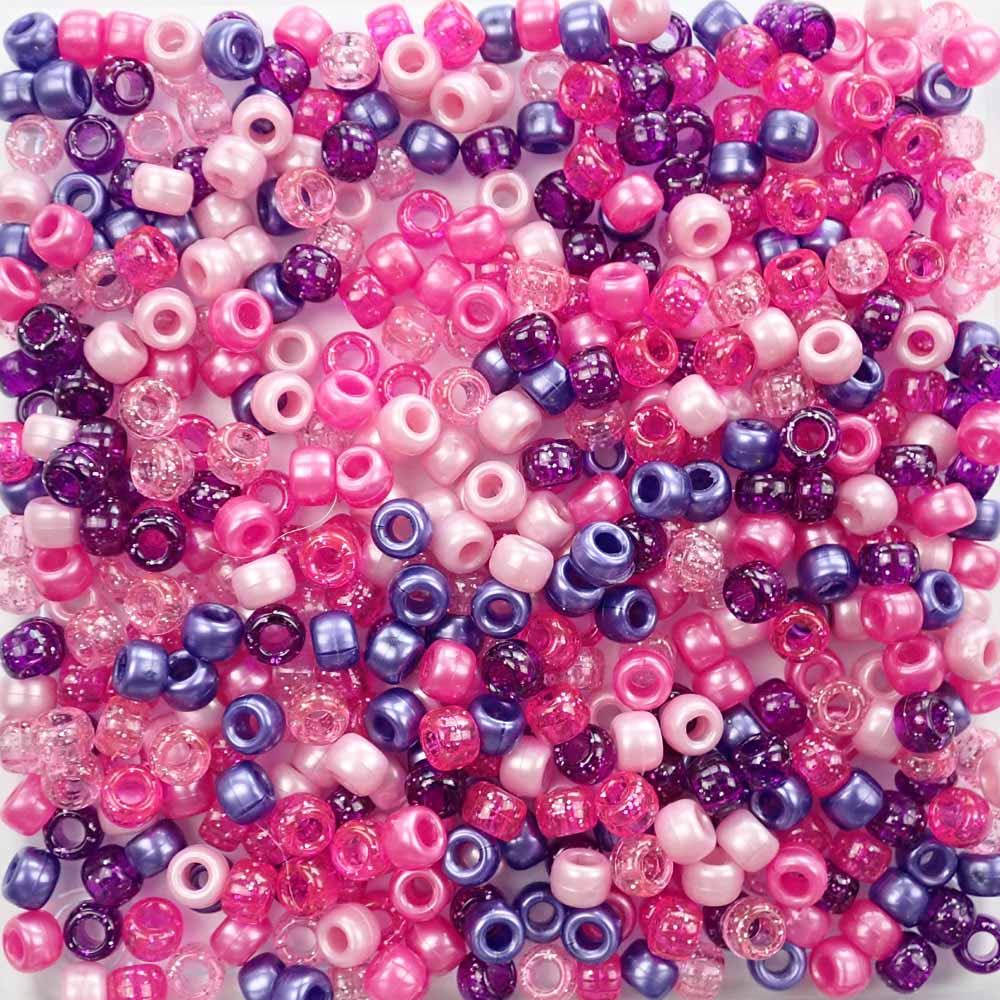 Hot Pink Pearl Plastic Craft Pony Beads 6 x 9mm, Bulk, Made in the USA -  Pony Beads Plus