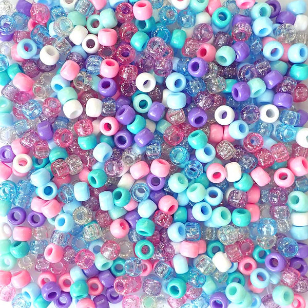 Princess Color Mix Plastic Pony Beads 6 x 9mm