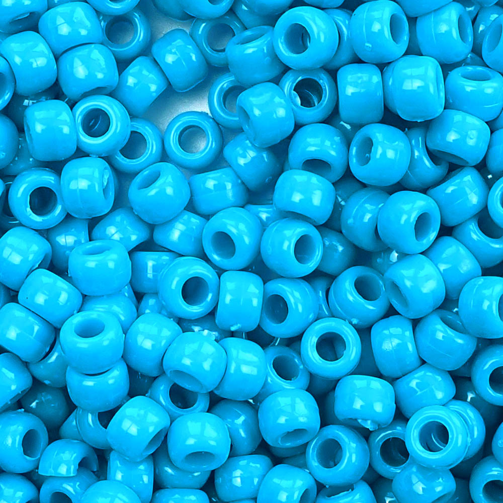 Tropic Blue Plastic Pony Beads 6 x 9mm, 150 beads