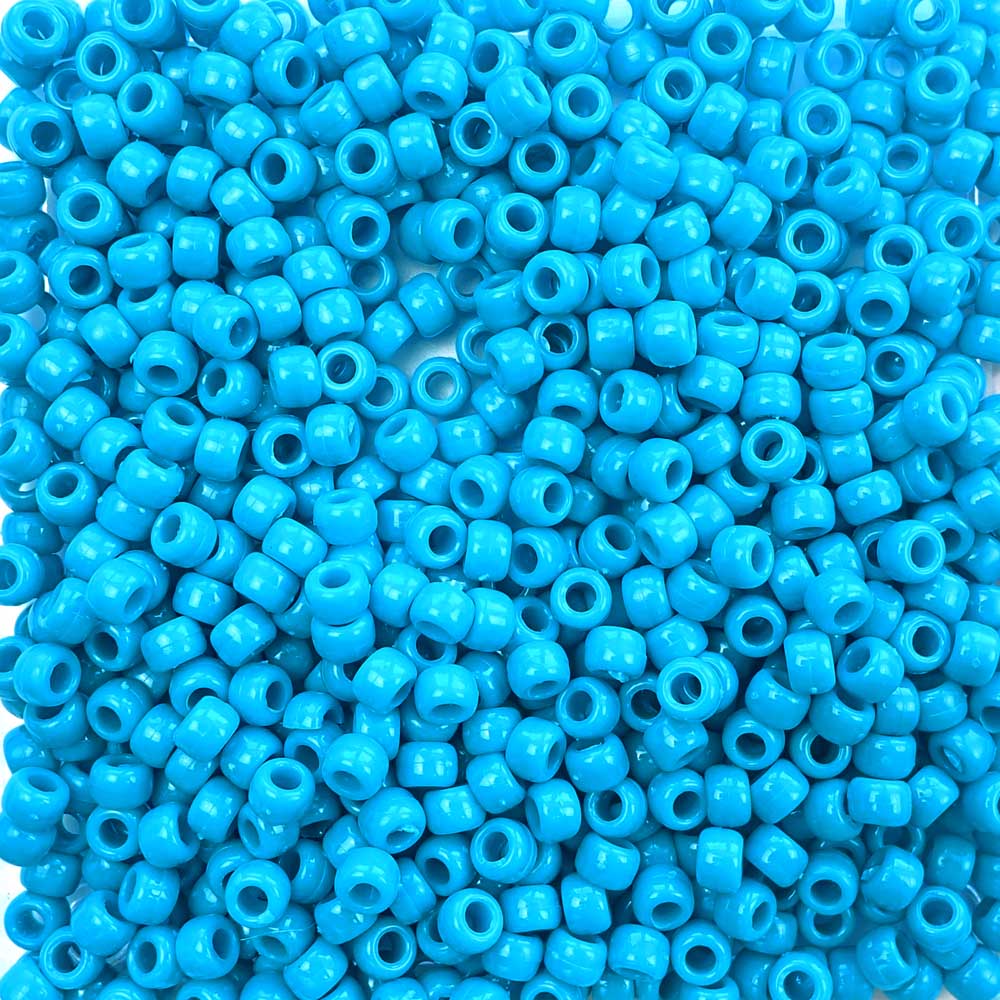 Tropic Blue Plastic Pony Beads 6 x 9mm, 500 beads