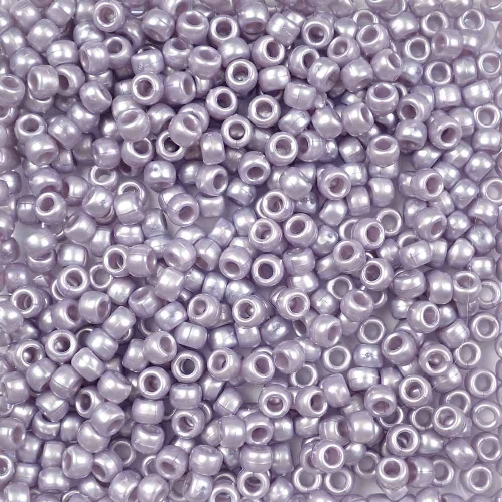 Light Purple Pearl Plastic Pony Beads 6 x 9mm, 150 beads