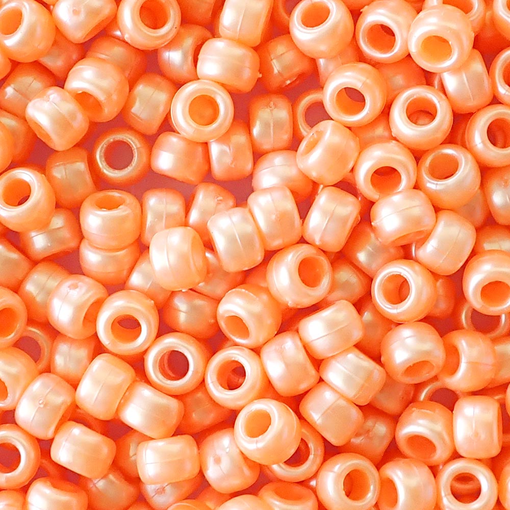Apricot Orange Pearl Plastic Pony Beads 6 x 9mm, 150 beads