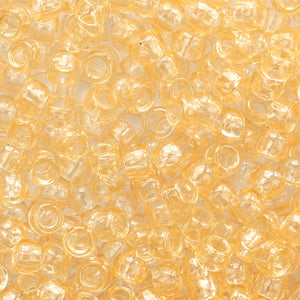 Light Apricot Transparent Plastic Pony Beads 6 x 9mm, 500 beads