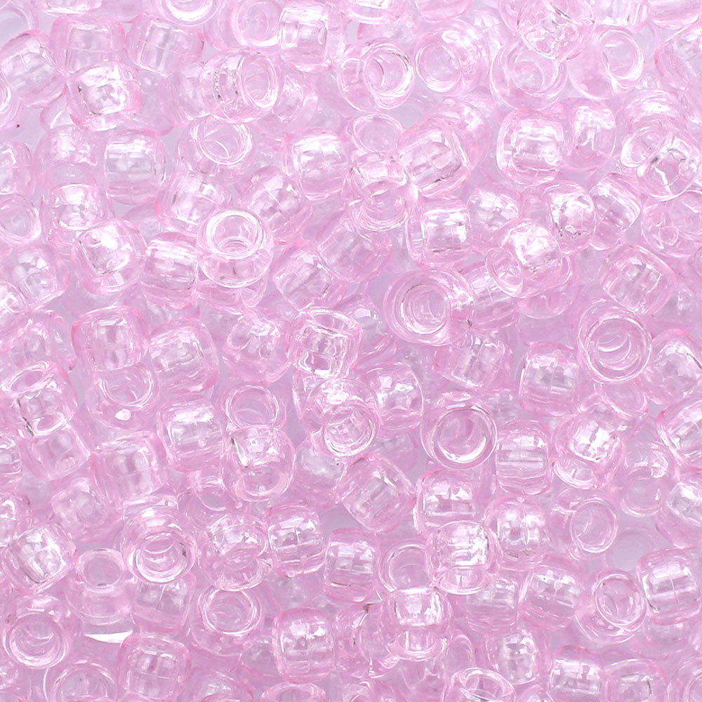 Light Pale Pink Transparent Plastic Pony Beads 6 x 9mm, 150 beads