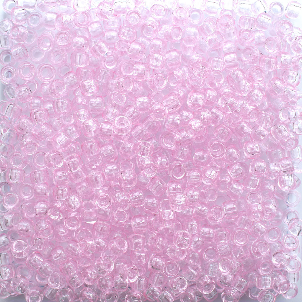 Light Pale Pink Transparent Plastic Pony Beads 6 x 9mm, 500 beads