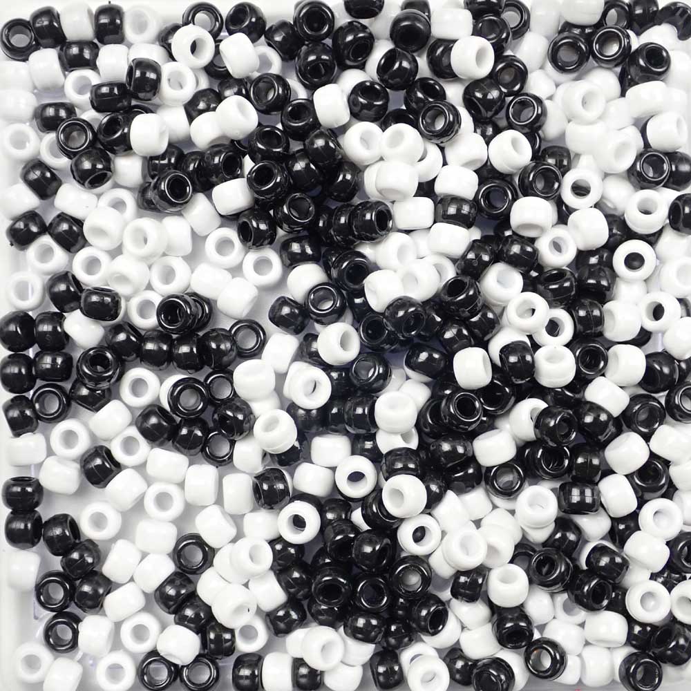 VOOMOLOVE 500 PCS Black Pony Beads, Bracelet Beads, Beads for Hair Braids,  Beads for Crafts, Plastic Beads, Hair Beads for Braids 6x9mm (Black)
