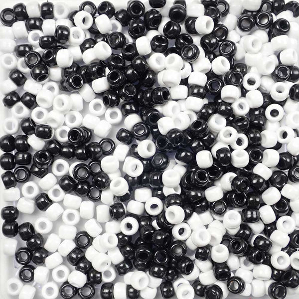 VOOMOLOVE 1000 Pcs (Black and White Grey) Pony Beads, Bracelet Beads, Beads for Hair Braids, Beads for Crafts, Plastic Beads, HA
