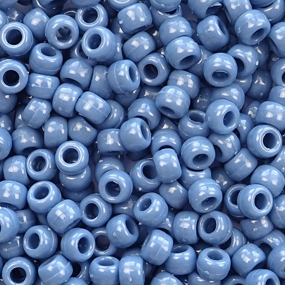 Vintage Denim Blue Opaque Plastic Pony Beads 6 x 9mm, 150 beads