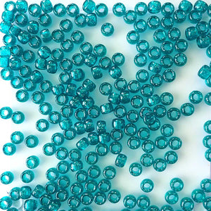 Teal Green Glitter Plastic Pony Beads 6 x 9mm, 150 beads