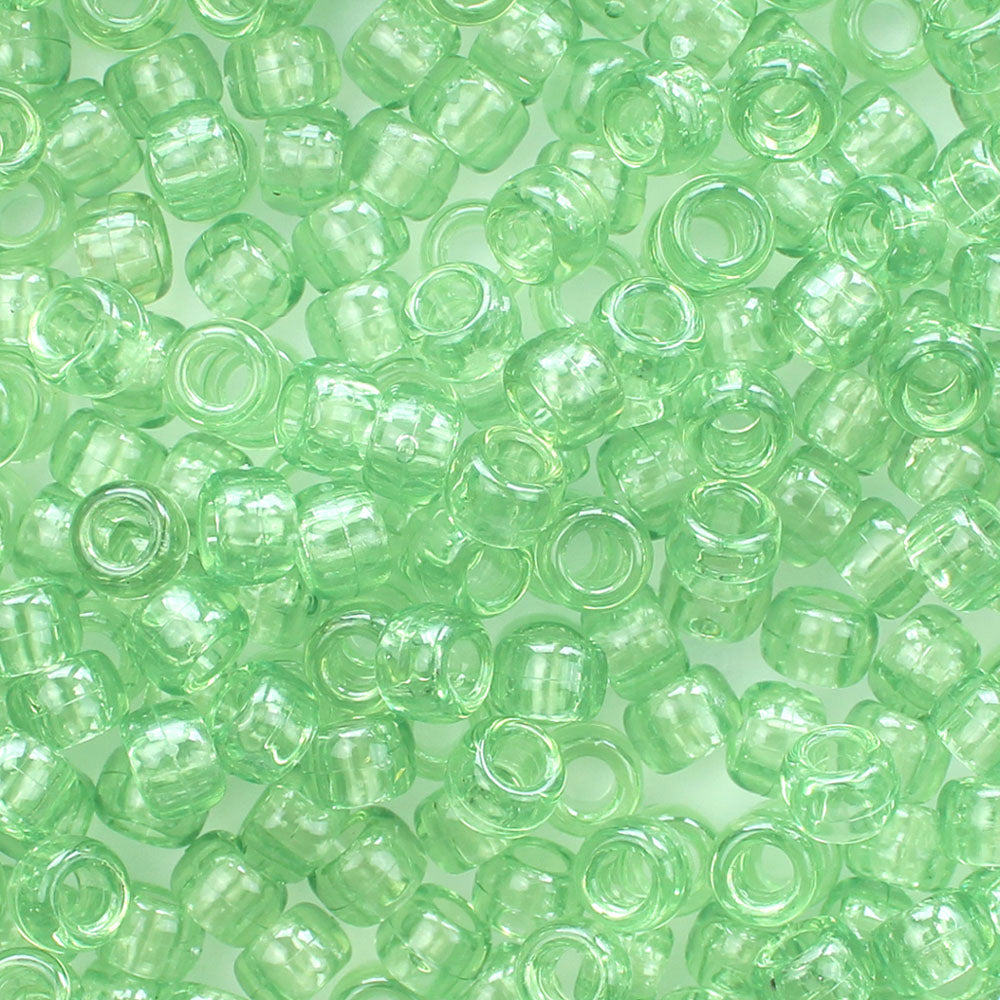 Light Peridot Green Plastic Pony Beads 6 x 9mm, 150 beads