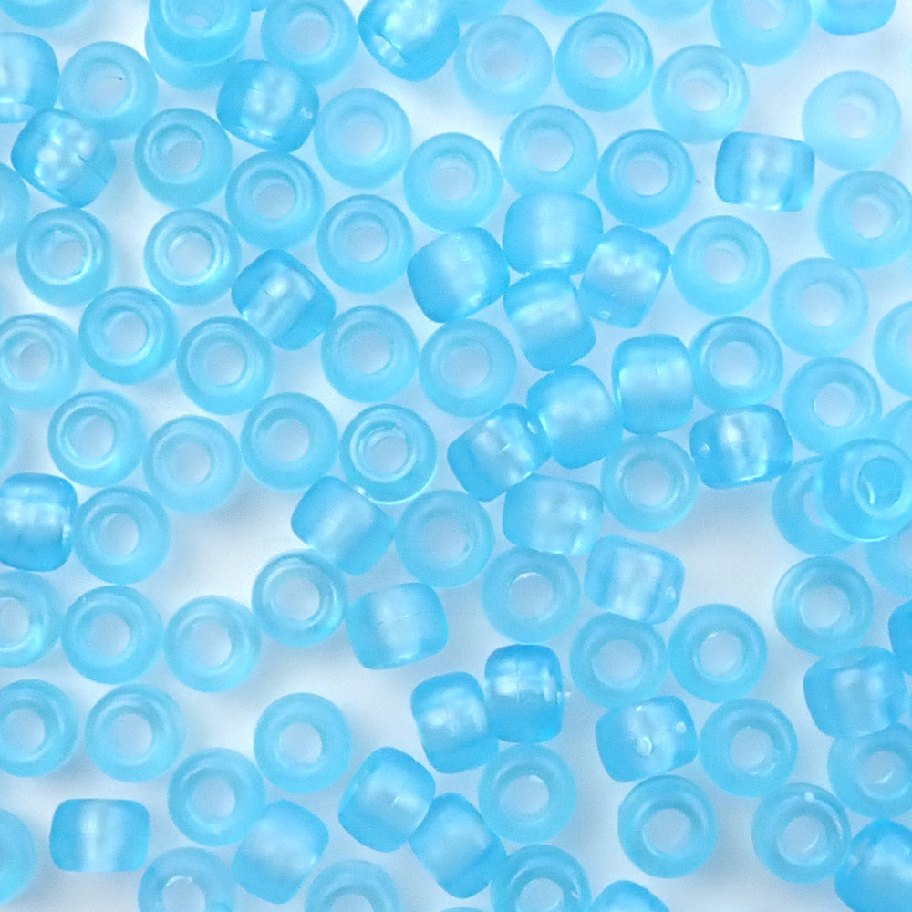 Matte Light Turquoise Transparent Plastic Pony Beads 6 x 9mm, 150 beads