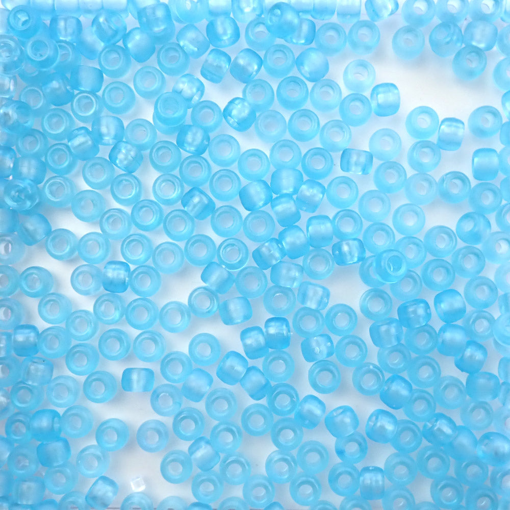 Matte Light Turquoise Transparent Plastic Pony Beads 6 x 9mm, 500 beads
