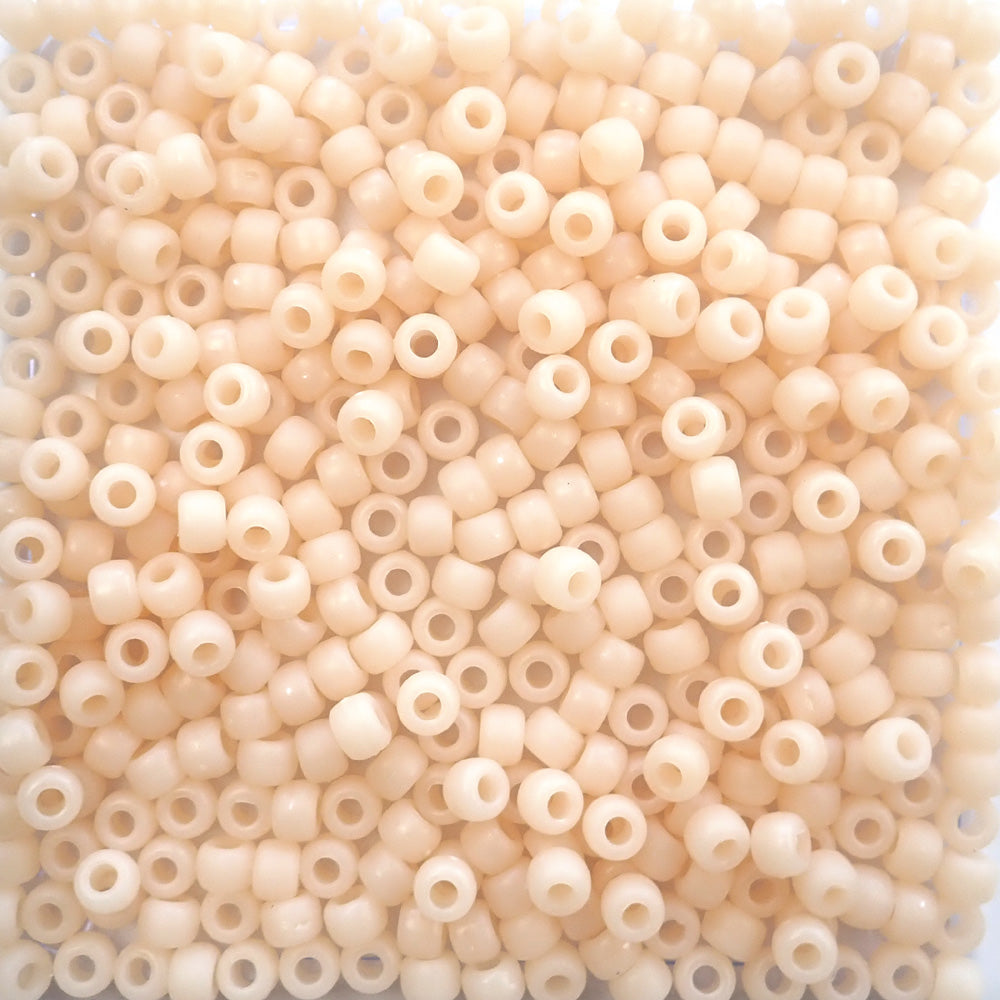 Matte Peachy Cream Marbled Plastic Pony Beads 6 x 9mm, 500 beads