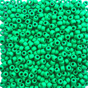 Matte Green Opaque Plastic Pony Beads 6 x 9mm, 500 beads