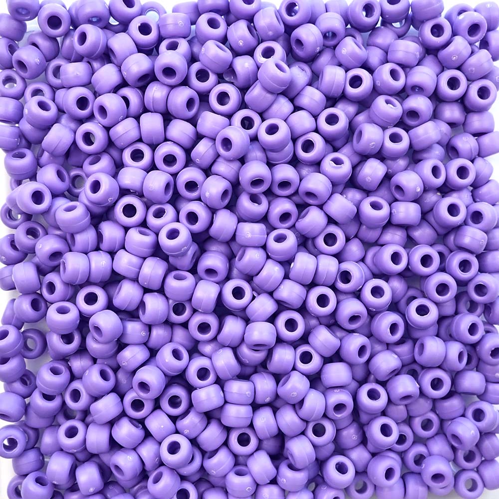 Matte Lilac Purple Opaque Plastic Pony Beads 6 x 9mm, 500 beads