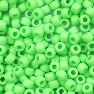 Matte Lime Green Opaque Plastic Pony Beads 6 x 9mm, 500 beads