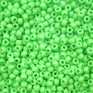 Matte Lime Green Opaque Plastic Pony Beads 6 x 9mm, 500 beads