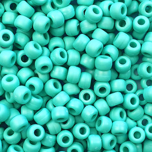 Matte Light Turquoise Opaque Plastic Pony Beads 6 x 9mm, 500 beads