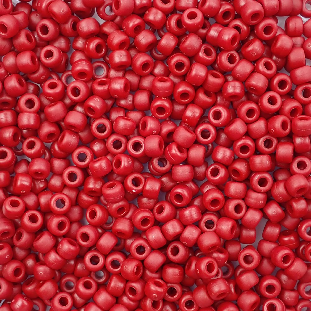 9mm Opaque Red Plastic Pony Beads, 1000pcs - 145VKC
