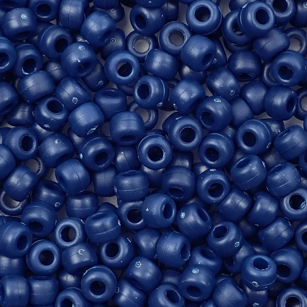 Matte Navy Blue Plastic Pony Beads 6 x 9mm, 500 beads