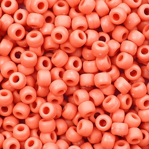 Matte Coral Opaque Plastic Pony Beads 6 x 9mm, 500 beads