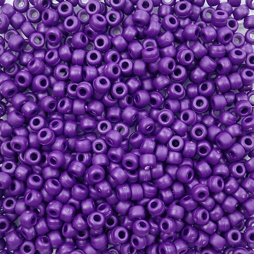Matte Plum Purple Opaque Plastic Pony Beads 6 x 9mm, 500 beads